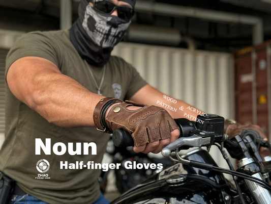Motorcycle Fingerless Leather Gloves Die Cutter – DIY Biker Half-Finger Glove Craft Pattern Tool, Wood/Acrylic Mold or Acrylic/Kraft Template