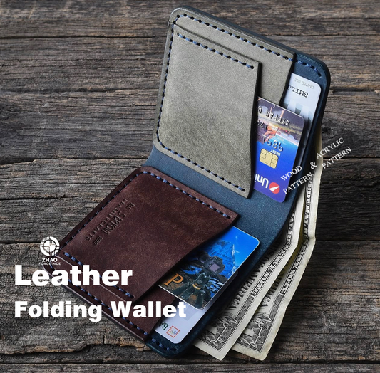 Bifold Leather Wallet Die Cutter – Veg-Tan Card Holder Pattern Tool, 10.5 x 10.5 cm Finished Size