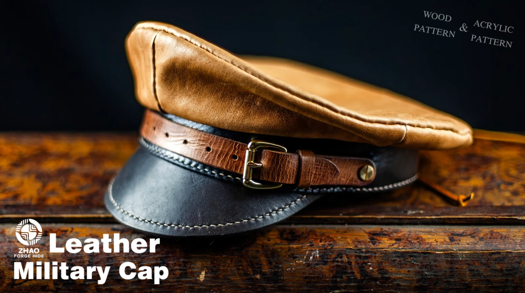 Military Cap Leather Craft Die Cutter – DIY Leather Cap Hat Pattern Tool, Wood/Acrylic Mold or Acrylic/Kraft Template, XXS–6XL Sizes 53.4–63.5 cm / 21–25 in