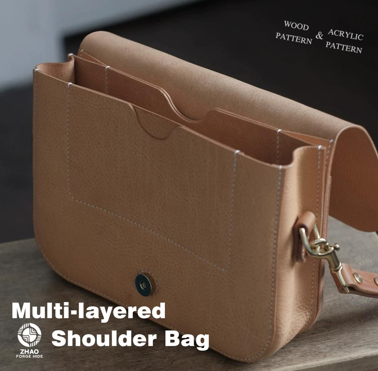 Multi-Layer Leather Shoulder Bag Die Cutter – Leather Craft Pattern Tool, 190 x 260 x 60 mm Finished Size