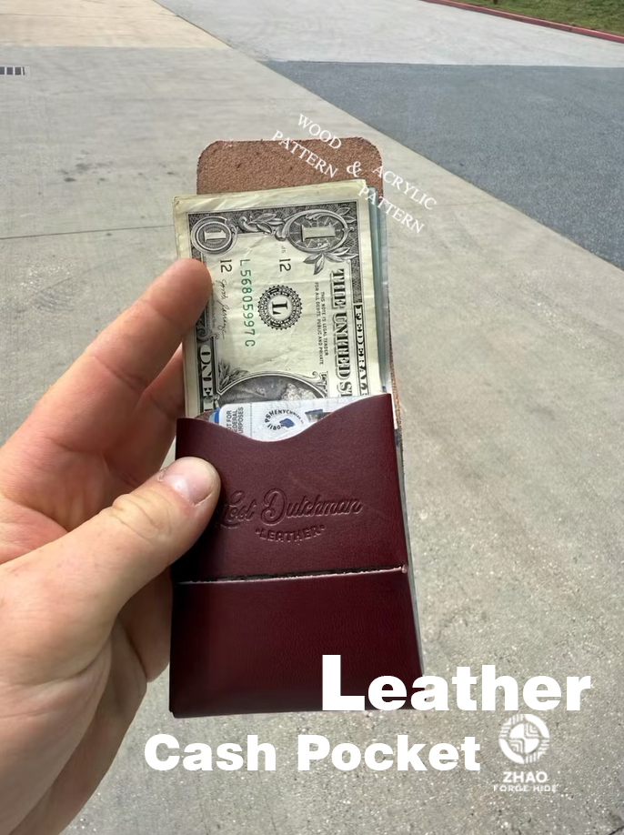Stitchless Card Wallet Die Cutter – Veg-Tan Leather Wallet Pattern Tool, 3 x 3.875 in Finished Size