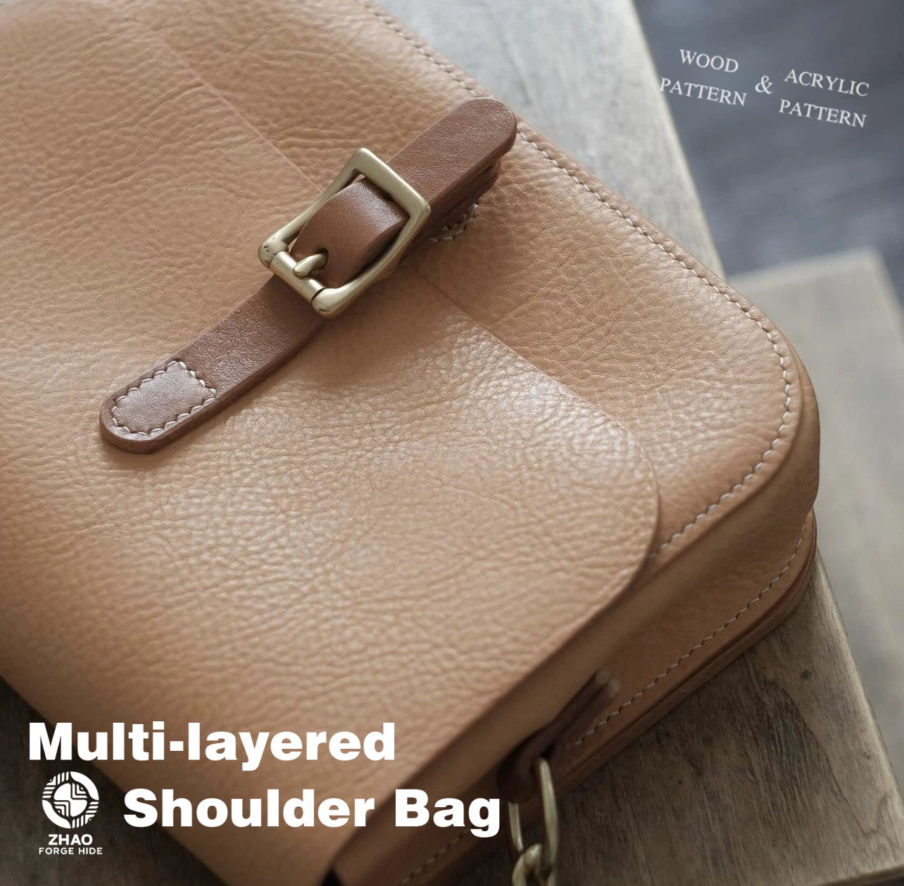 Multi-Layer Leather Shoulder Bag Die Cutter – Leather Craft Pattern Tool, 190 x 260 x 60 mm Finished Size