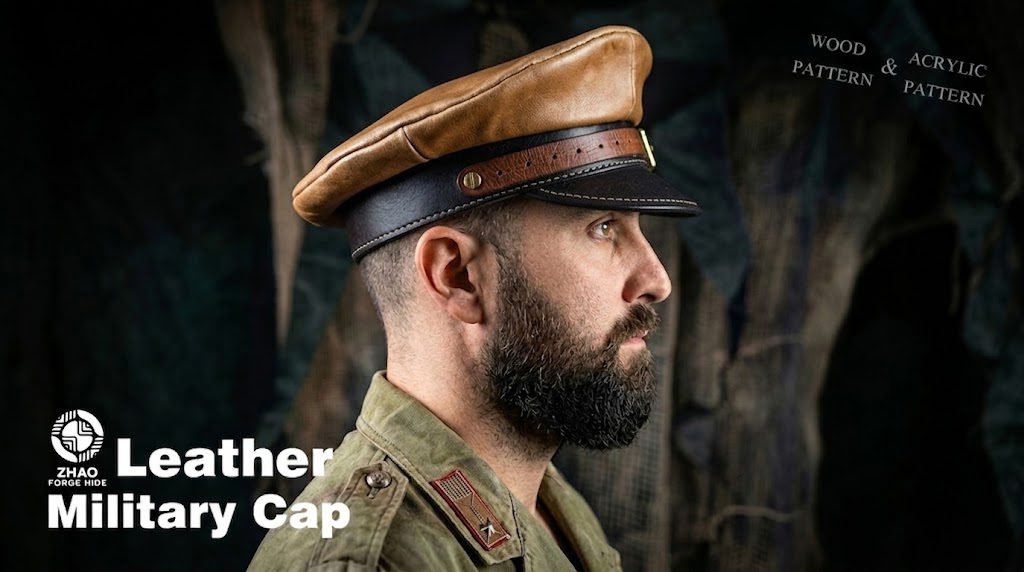 Military Cap Leather Craft Die Cutter – DIY Leather Cap Hat Pattern Tool, Wood/Acrylic Mold or Acrylic/Kraft Template, XXS–6XL Sizes 53.4–63.5 cm / 21–25 in