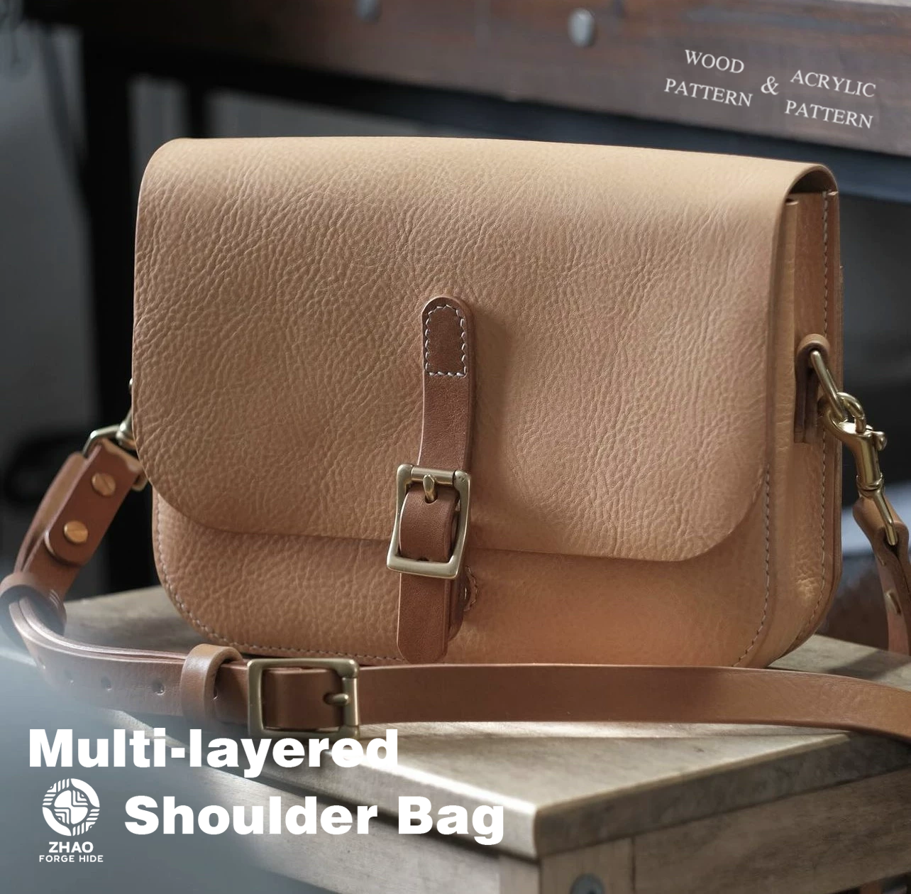 Multi-Layer Leather Shoulder Bag Die Cutter – Leather Craft Pattern Tool, 190 x 260 x 60 mm Finished Size