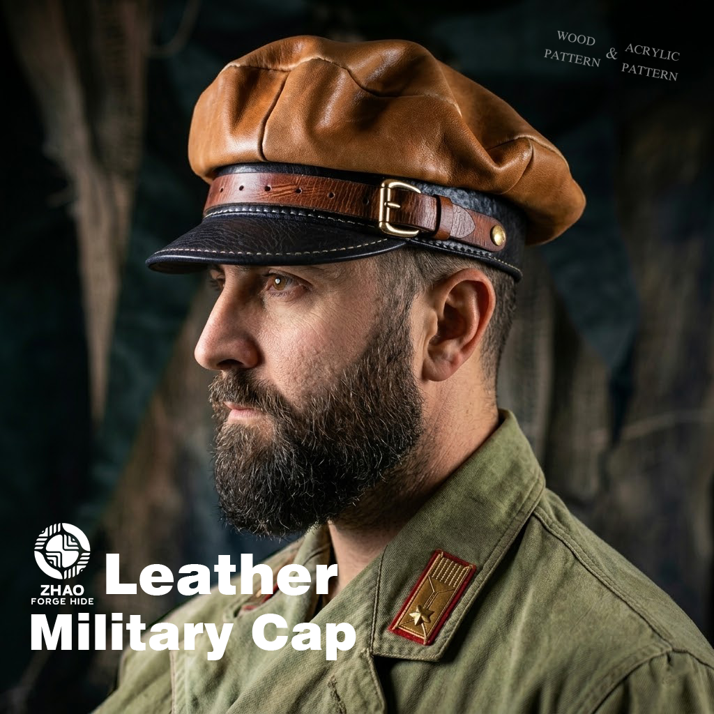 Military Cap Leather Craft Die Cutter – DIY Leather Cap Hat Pattern Tool, Wood/Acrylic Mold or Acrylic/Kraft Template, XXS–6XL Sizes 53.4–63.5 cm / 21–25 in