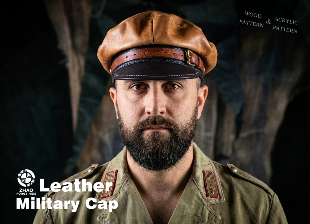 Military Cap Leather Craft Die Cutter – DIY Leather Cap Hat Pattern Tool, Wood/Acrylic Mold or Acrylic/Kraft Template, XXS–6XL Sizes 53.4–63.5 cm / 21–25 in