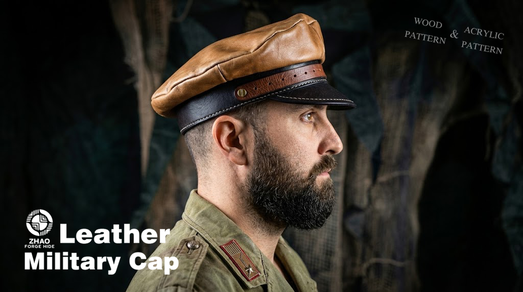 Military Cap Leather Craft Die Cutter – DIY Leather Cap Hat Pattern Tool, Wood/Acrylic Mold or Acrylic/Kraft Template, XXS–6XL Sizes 53.4–63.5 cm / 21–25 in