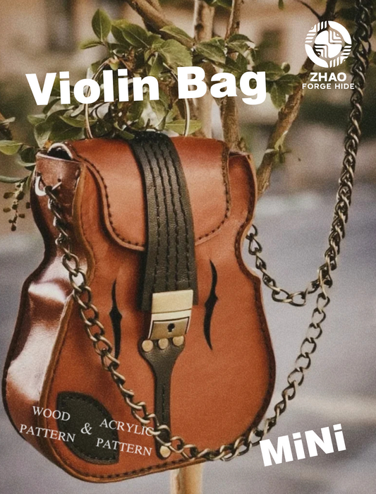 Mini Violin Leather Bag Die Cutter – DIY Violin-Shaped Leather Purse Craft Pattern Tool, Wood/Acrylic Mold or Acrylic/Kraft Template, 15 cm Finished Width