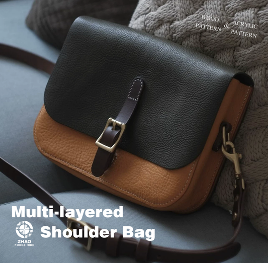 Multi-Layer Leather Shoulder Bag Die Cutter – Leather Craft Pattern Tool, 190 x 260 x 60 mm Finished Size