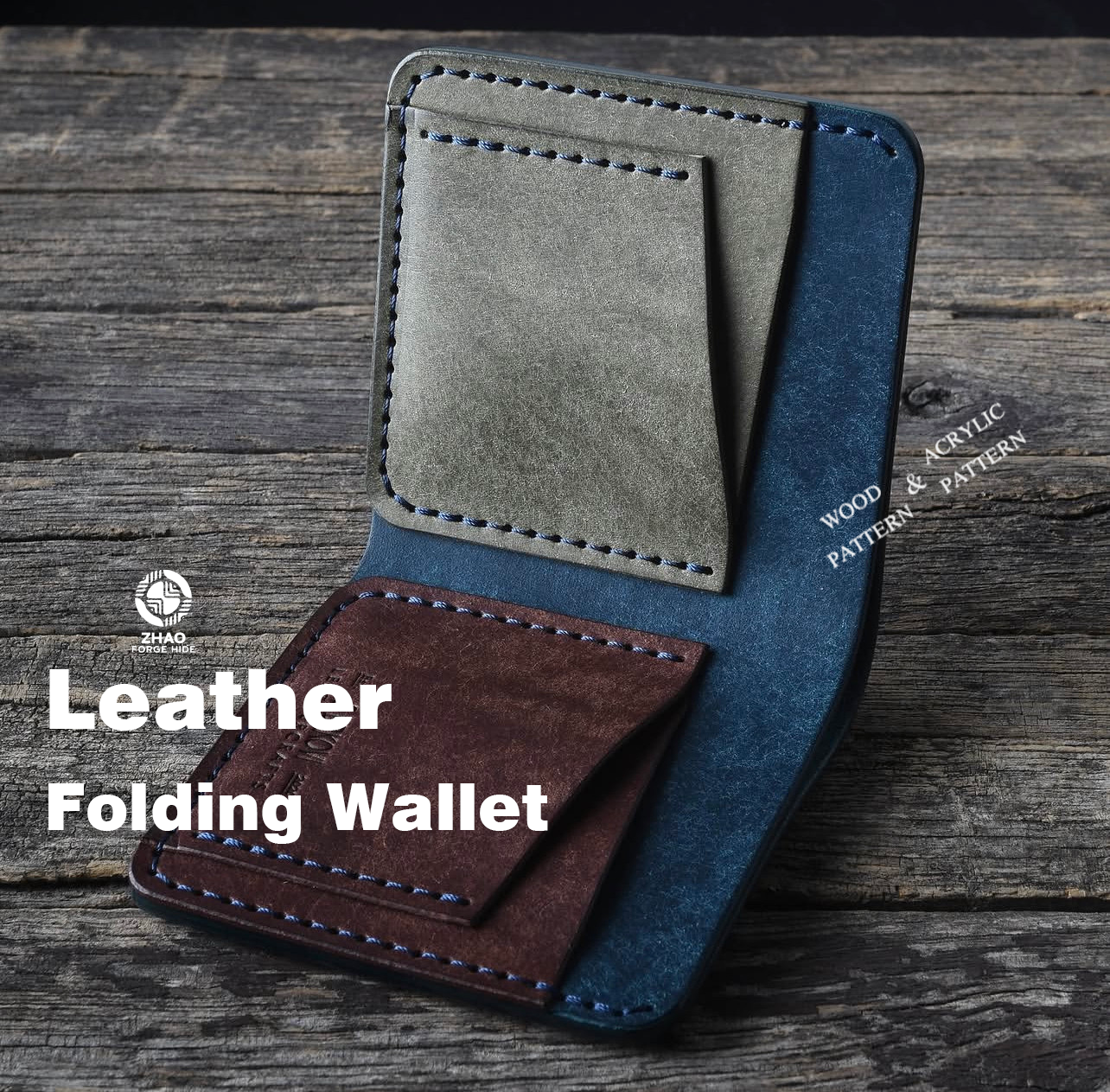Bifold Leather Wallet Die Cutter – Veg-Tan Card Holder Pattern Tool, 10.5 x 10.5 cm Finished Size