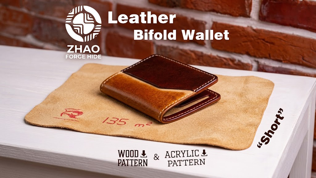 Veg-Tan Bifold Leather Wallet Die Cutter – Card Holder Craft Pattern Tool, 11 x 8.5 cm Finished Size