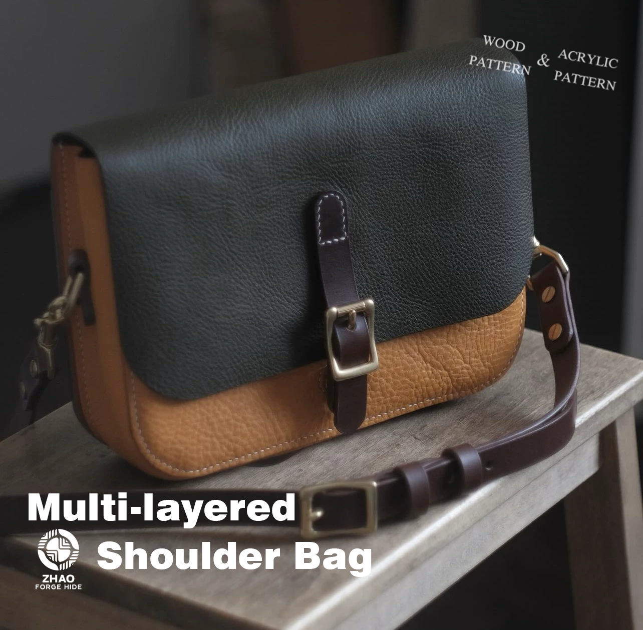 Multi-Layer Leather Shoulder Bag Die Cutter – Leather Craft Pattern Tool, 190 x 260 x 60 mm Finished Size