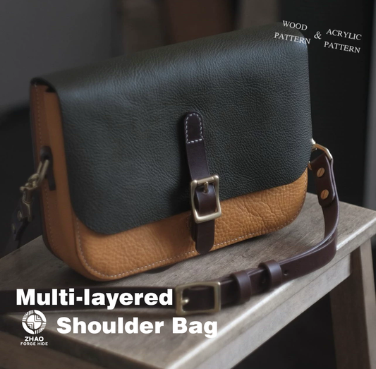 Multi-Layer Leather Shoulder Bag Die Cutter – Leather Craft Pattern Tool, 190 x 260 x 60 mm Finished Size