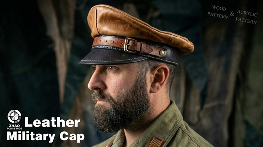 Military Cap Leather Craft Die Cutter – DIY Leather Cap Hat Pattern Tool, Wood/Acrylic Mold or Acrylic/Kraft Template, XXS–6XL Sizes 53.4–63.5 cm / 21–25 in
