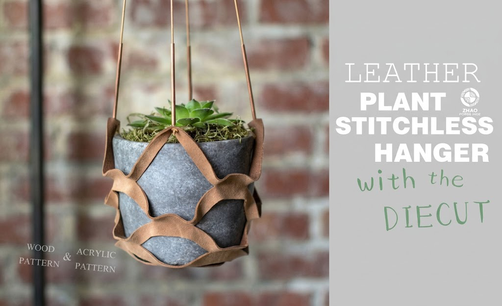 Veg Tan Leather Plant Hanger Die Cutter – Easy DIY Leather Hanging Planter Craft Pattern Tool, Wood/Acrylic Mold or Acrylic/Kraft Template, 23/31 cm Finished Diameter