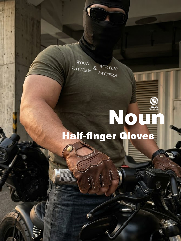 Motorcycle Fingerless Leather Gloves Die Cutter – DIY Biker Half-Finger Glove Craft Pattern Tool, Wood/Acrylic Mold or Acrylic/Kraft Template