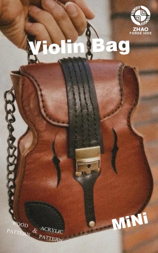 Mini Violin Leather Bag Die Cutter – DIY Violin-Shaped Leather Purse Craft Pattern Tool, Wood/Acrylic Mold or Acrylic/Kraft Template, 15 cm Finished Width
