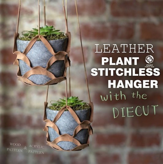 Veg Tan Leather Plant Hanger Die Cutter – Easy DIY Leather Hanging Planter Craft Pattern Tool, Wood/Acrylic Mold or Acrylic/Kraft Template, 23/31 cm Finished Diameter