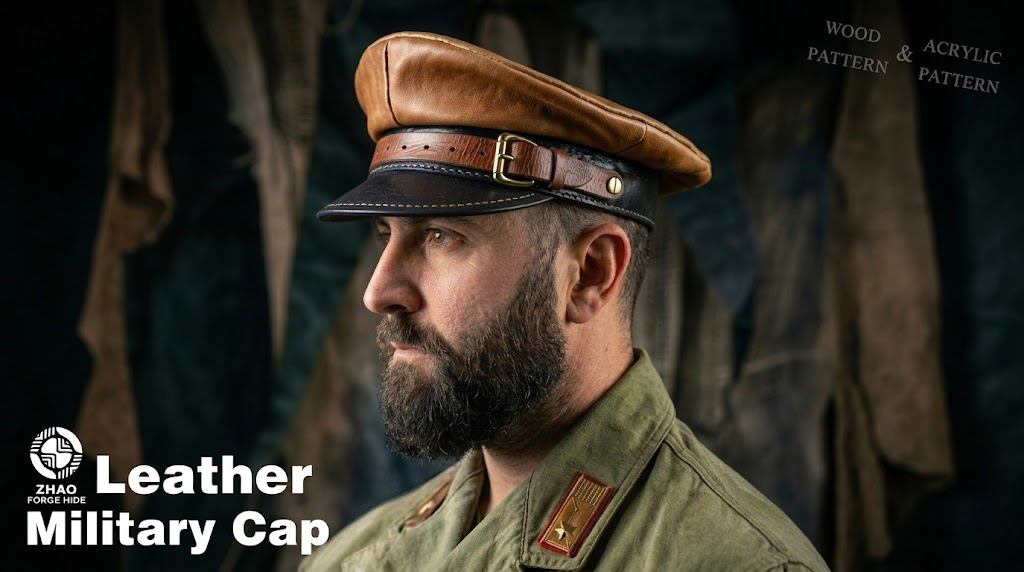 Military Cap Leather Craft Die Cutter – DIY Leather Cap Hat Pattern Tool, Wood/Acrylic Mold or Acrylic/Kraft Template, XXS–6XL Sizes 53.4–63.5 cm / 21–25 in