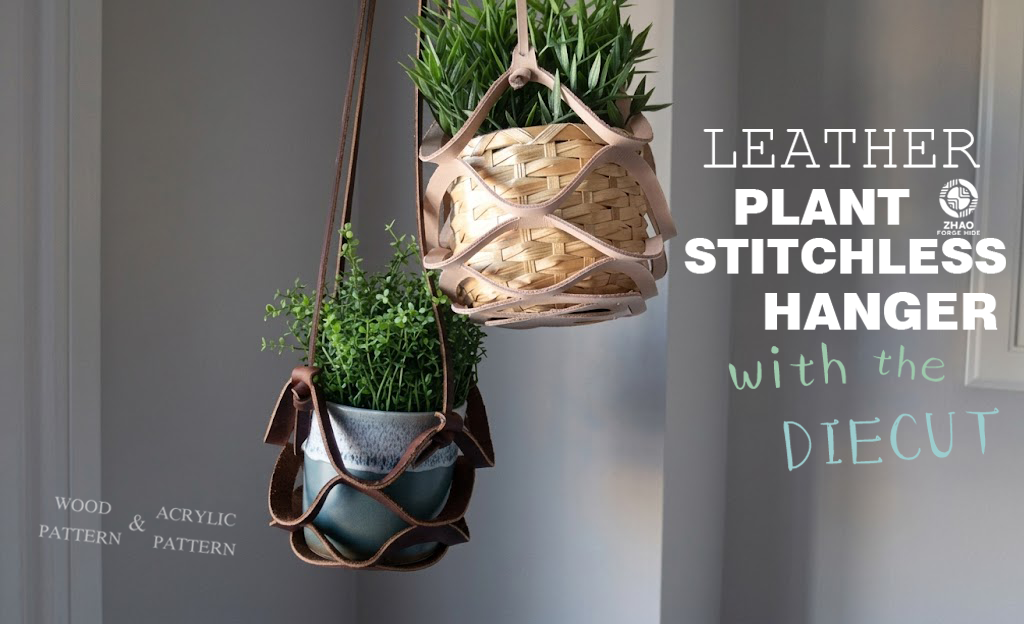Veg Tan Leather Plant Hanger Die Cutter – Easy DIY Leather Hanging Planter Craft Pattern Tool, Wood/Acrylic Mold or Acrylic/Kraft Template, 23/31 cm Finished Diameter