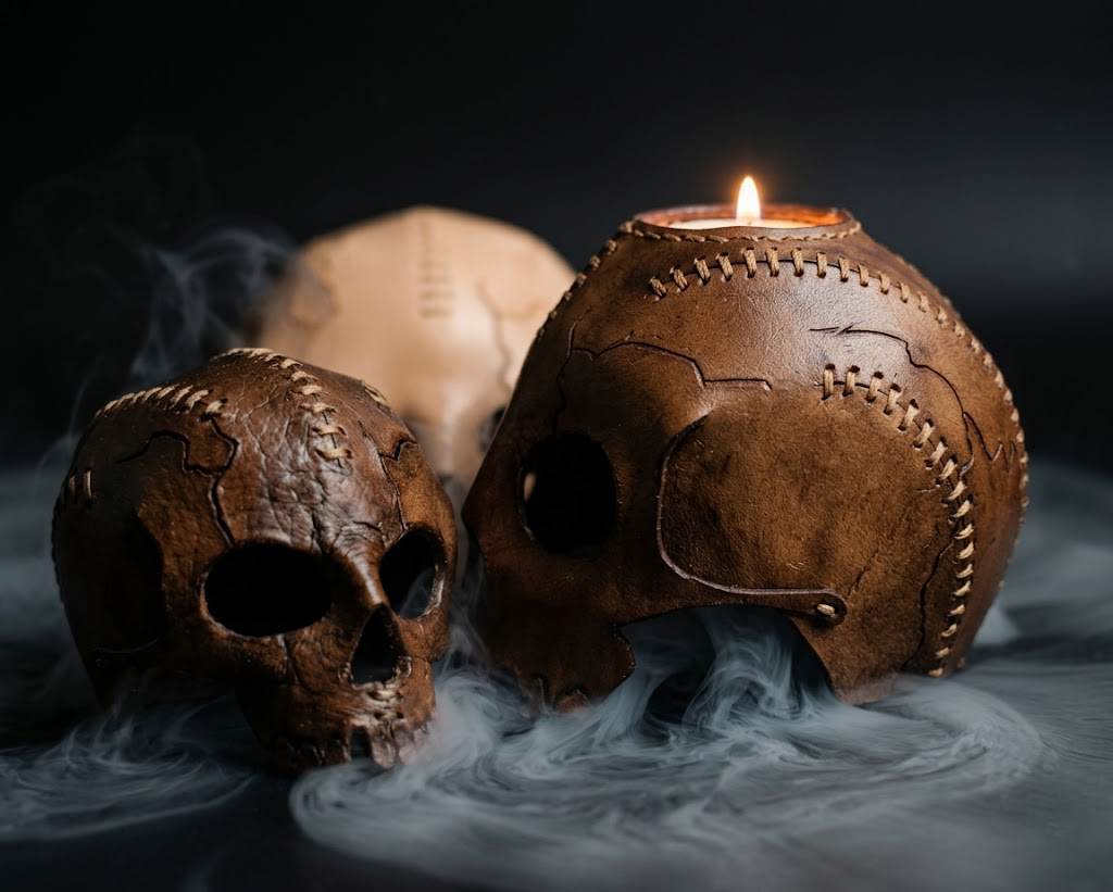 Skull Candle Holder Leather Craft Die Cutter – DIY Halloween Skull Decor Ornament Pattern Tool, Wood/Acrylic Mold or Acrylic/Kraft Template