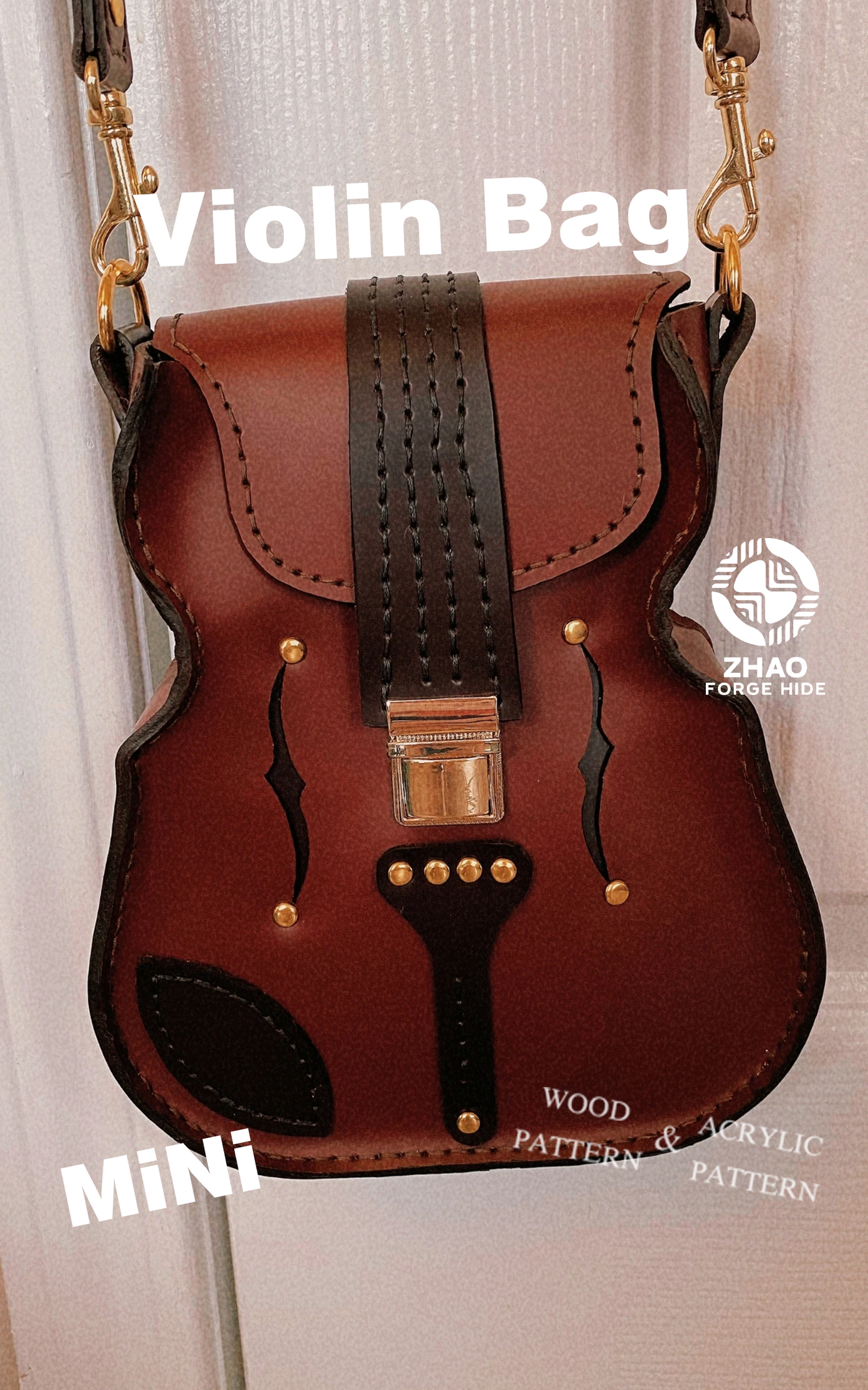 Mini Violin Leather Bag Die Cutter – DIY Violin-Shaped Leather Purse Craft Pattern Tool, Wood/Acrylic Mold or Acrylic/Kraft Template, 15 cm Finished Width