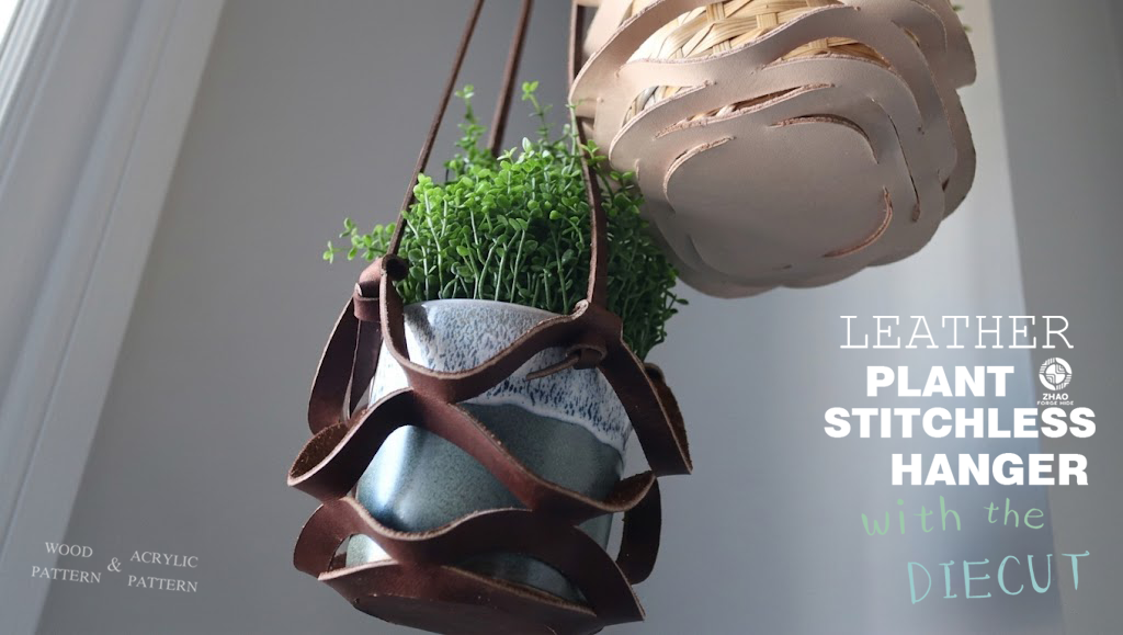 Veg Tan Leather Plant Hanger Die Cutter – Easy DIY Leather Hanging Planter Craft Pattern Tool, Wood/Acrylic Mold or Acrylic/Kraft Template, 23/31 cm Finished Diameter
