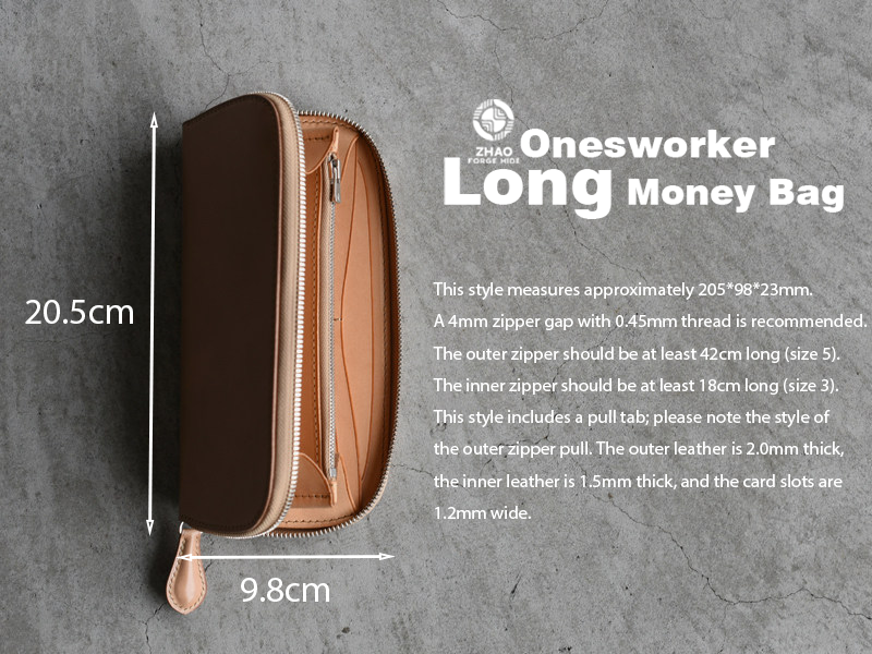 Onesworker Long Money Bag Die Cutter – DIY Leather Zipper Long Wallet Pattern Tool, Wood/Acrylic Mold or Acrylic/Kraft Template, 20.5 x 9.8 cm Finished Size