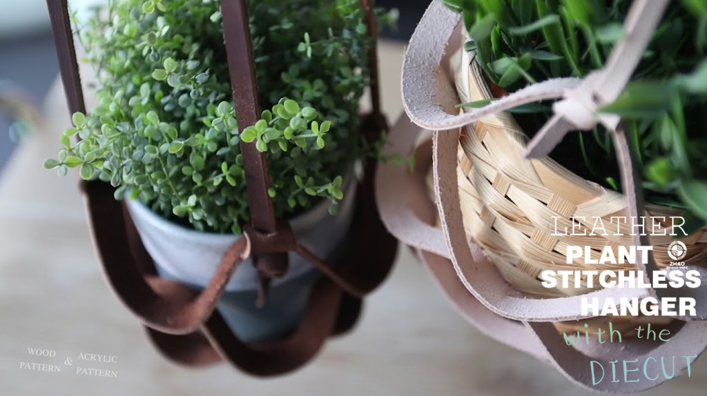 Veg Tan Leather Plant Hanger Die Cutter – Easy DIY Leather Hanging Planter Craft Pattern Tool, Wood/Acrylic Mold or Acrylic/Kraft Template, 23/31 cm Finished Diameter
