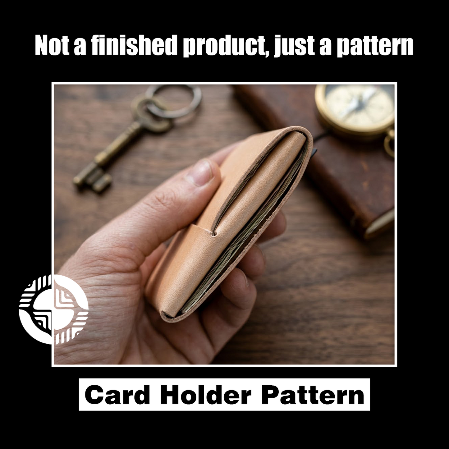 Stitchless Card Wallet Die Cutter – Veg-Tan Leather Wallet Pattern Tool, 3 x 3.875 in Finished Size