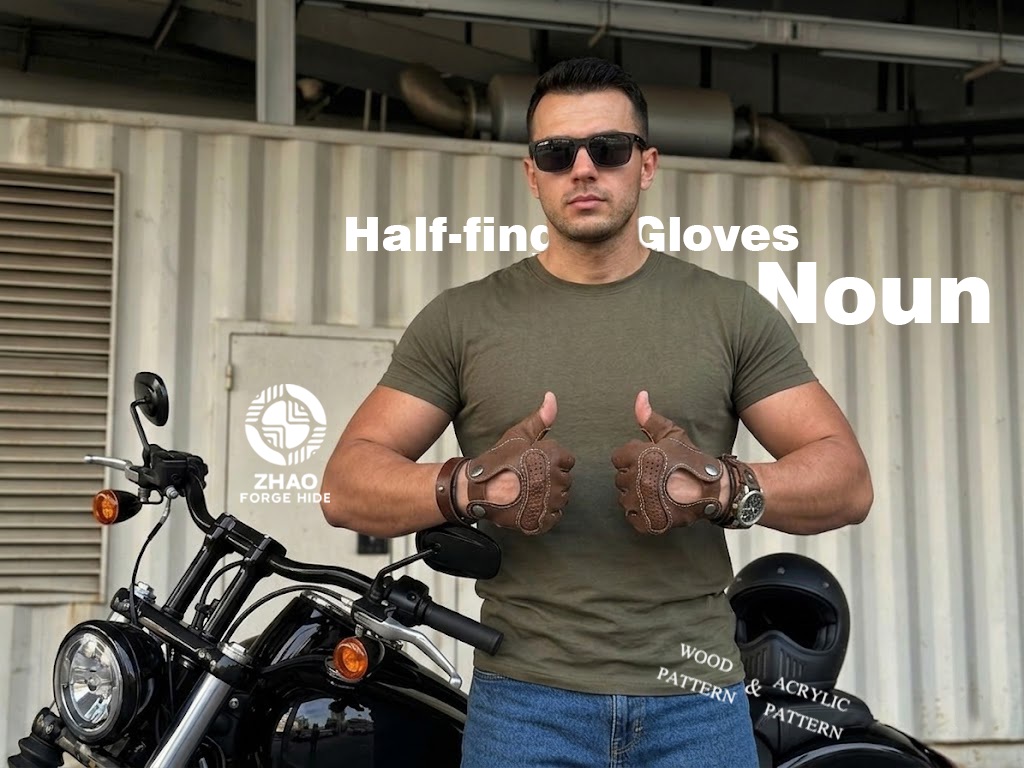 Motorcycle Fingerless Leather Gloves Die Cutter – DIY Biker Half-Finger Glove Craft Pattern Tool, Wood/Acrylic Mold or Acrylic/Kraft Template