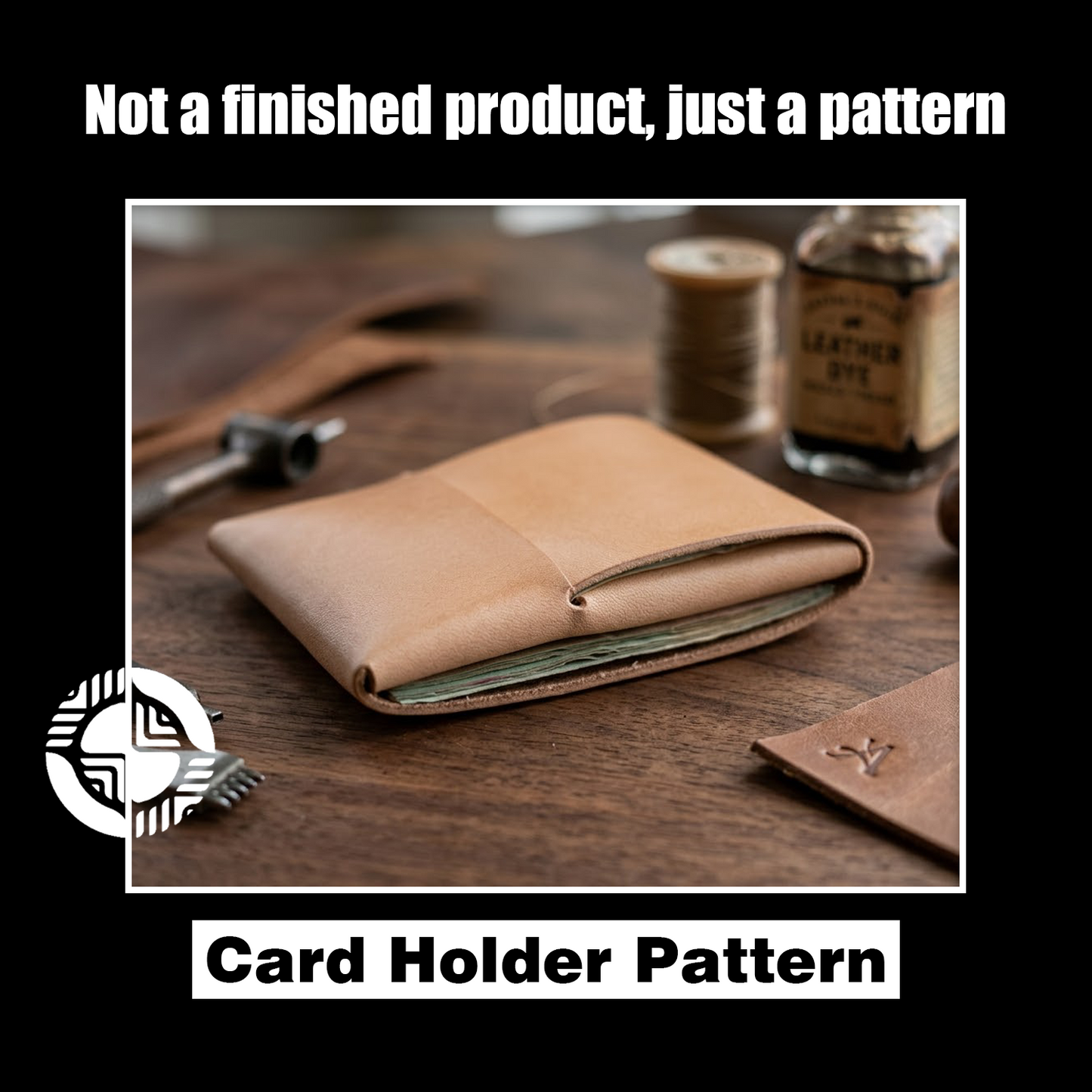 Stitchless Card Wallet Die Cutter – Veg-Tan Leather Wallet Pattern Tool, 3 x 3.875 in Finished Size