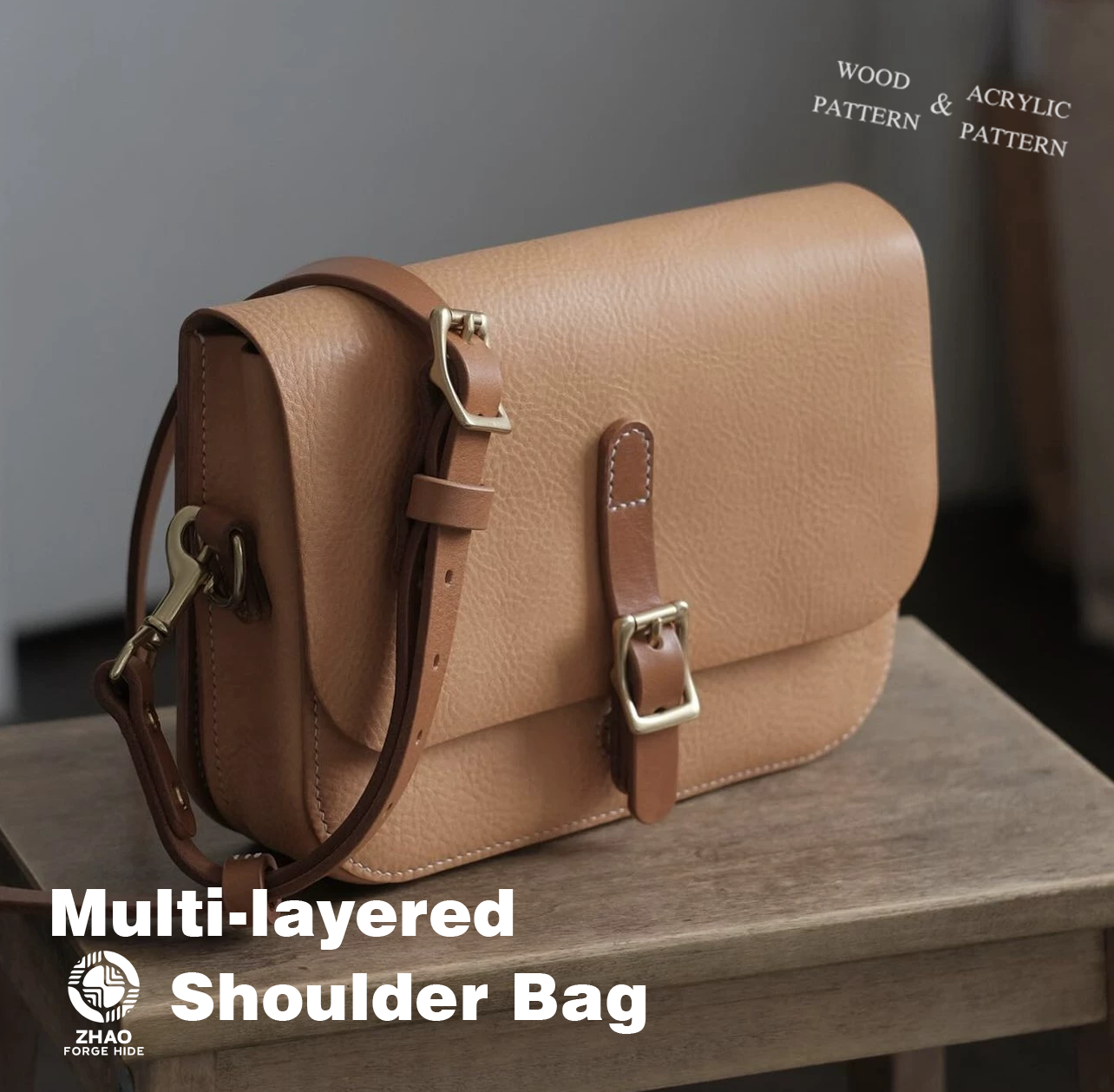 Multi-Layer Leather Shoulder Bag Die Cutter – Leather Craft Pattern Tool, 190 x 260 x 60 mm Finished Size
