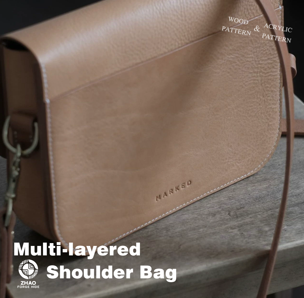 Multi-Layer Leather Shoulder Bag Die Cutter – Leather Craft Pattern Tool, 190 x 260 x 60 mm Finished Size