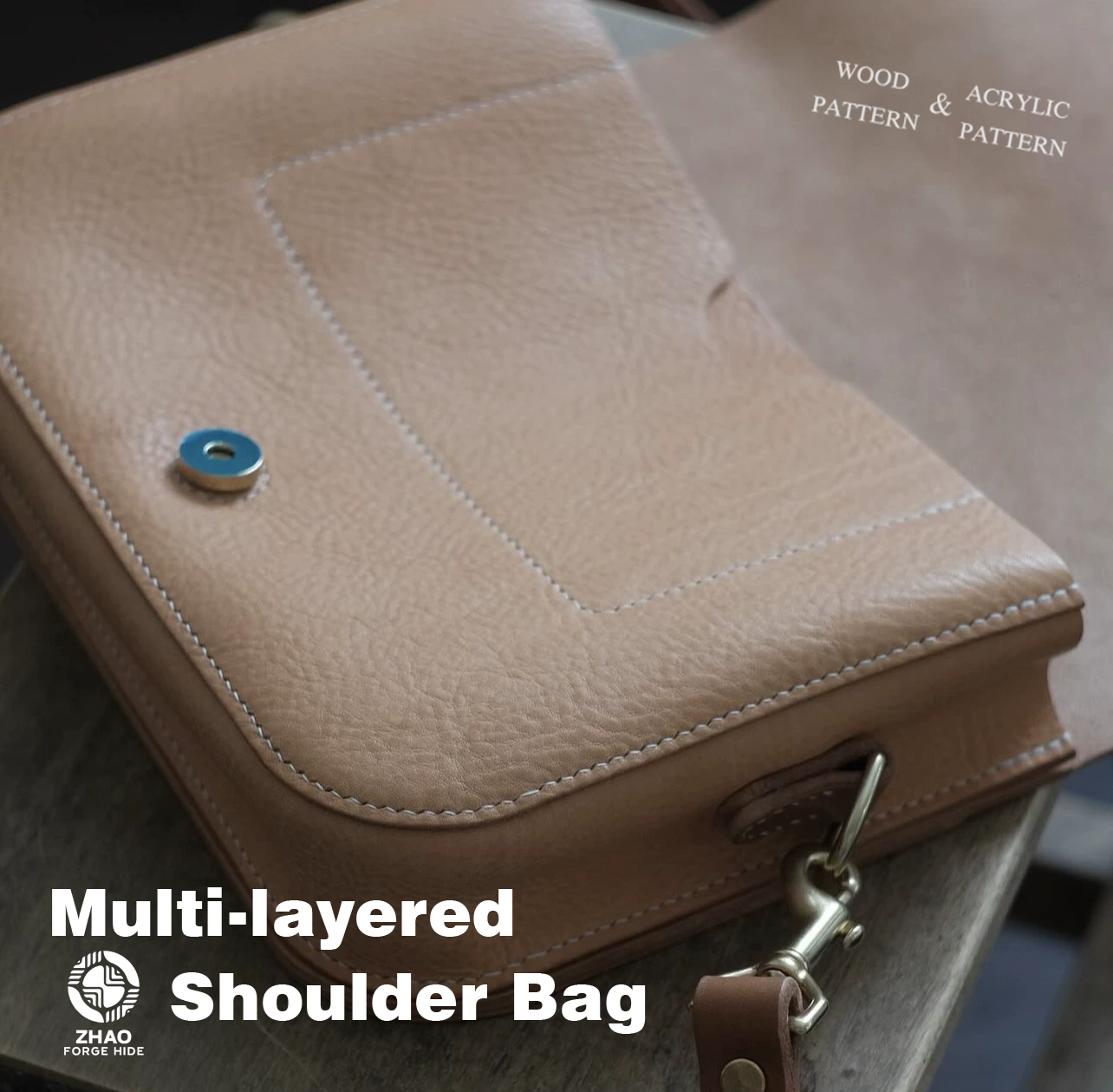 Multi-Layer Leather Shoulder Bag Die Cutter – Leather Craft Pattern Tool, 190 x 260 x 60 mm Finished Size