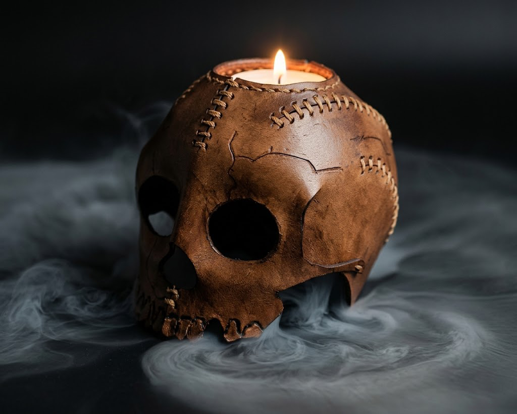 Skull Candle Holder Leather Craft Die Cutter – DIY Halloween Skull Decor Ornament Pattern Tool, Wood/Acrylic Mold or Acrylic/Kraft Template