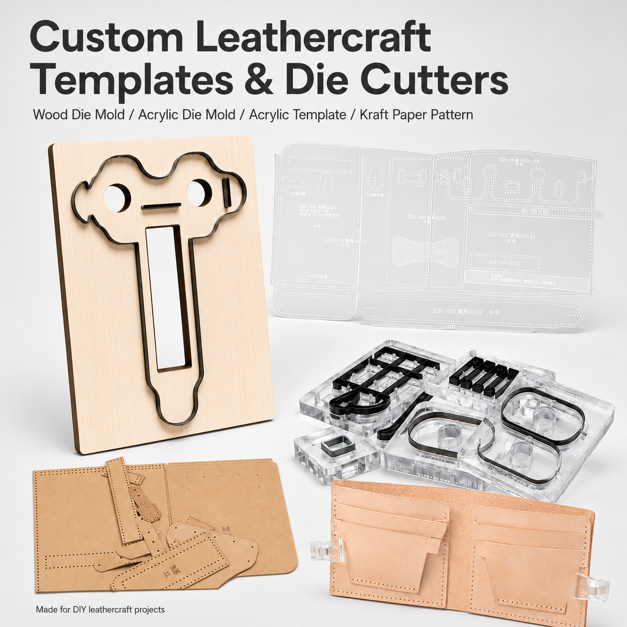 Custom Leathercraft Die Cutter & Template Service – Wood Die Mold, Acrylic Die Mold, Acrylic Template, Kraft Paper Pattern
